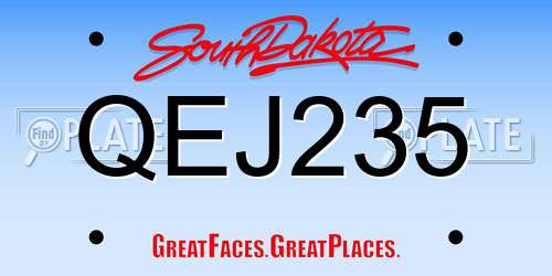 QEJ235 South Dakota License Plate