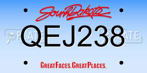 QEJ238 South Dakota License Plate