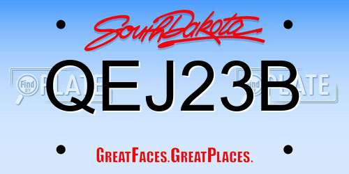 QEJ23B South Dakota License Plate