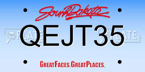 QEJT35 South Dakota License Plate