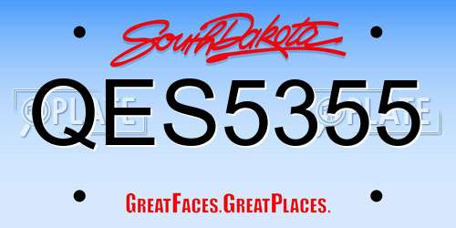 QES5355 South Dakota License Plate