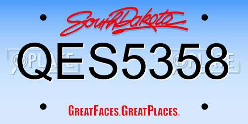 QES5358 South Dakota License Plate
