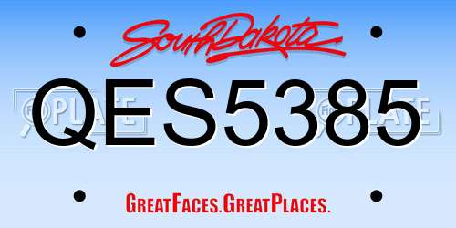 QES5385 South Dakota License Plate