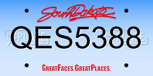 QES5388 South Dakota License Plate