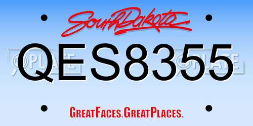 QES8355 South Dakota License Plate