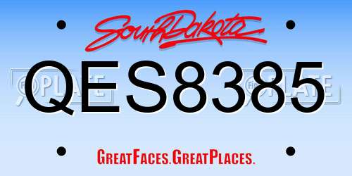 QES8385 South Dakota License Plate