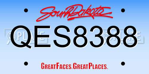 QES8388 South Dakota License Plate