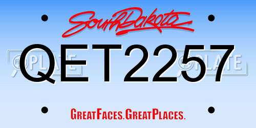 QET2257 South Dakota License Plate