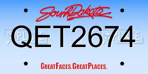QET2674 South Dakota License Plate