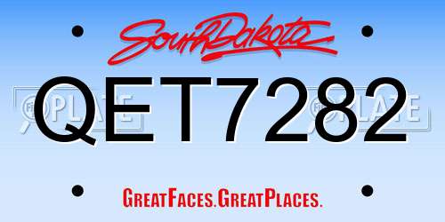 QET7282 South Dakota License Plate