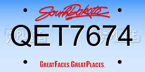 QET7674 South Dakota License Plate