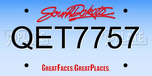 QET7757 South Dakota License Plate