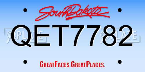 QET7782 South Dakota License Plate