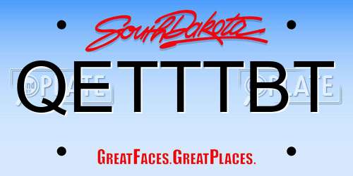 QETTTBT South Dakota License Plate