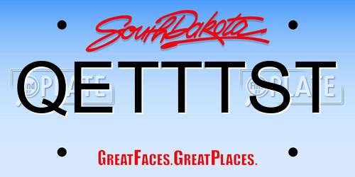 QETTTST South Dakota License Plate