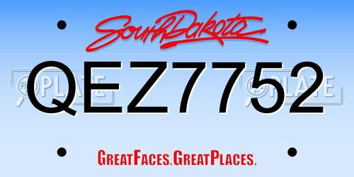 QEZ7752 South Dakota License Plate