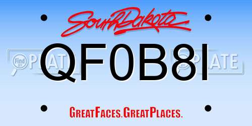 QF0B8I South Dakota License Plate