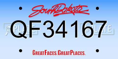 QF34167 South Dakota License Plate