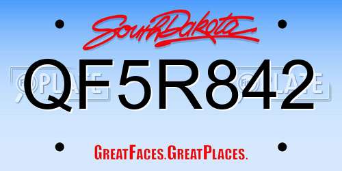 QF5R842 South Dakota License Plate