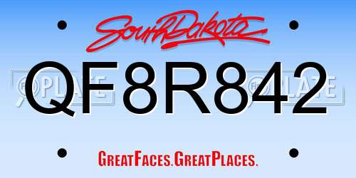 QF8R842 South Dakota License Plate