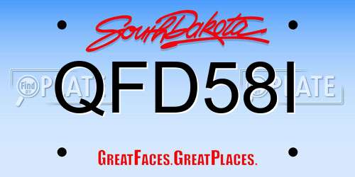 QFD58I South Dakota License Plate