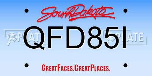 QFD85I South Dakota License Plate