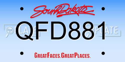 QFD881 South Dakota License Plate