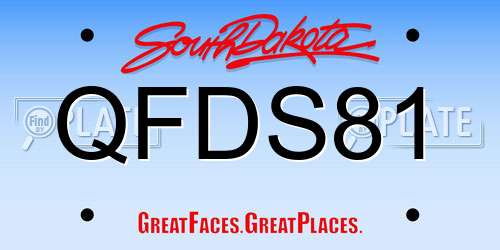 QFDS81 South Dakota License Plate