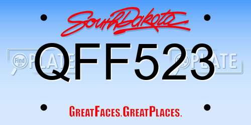QFF523 South Dakota License Plate