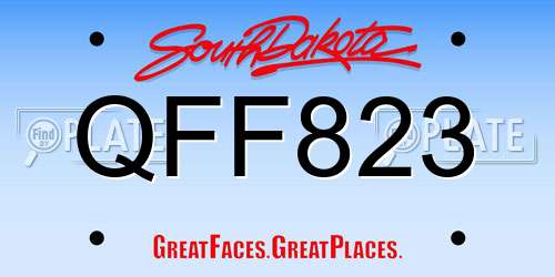 QFF823 South Dakota License Plate