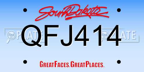 QFJ414 South Dakota License Plate