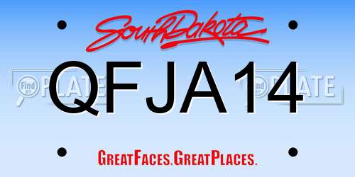 QFJA14 South Dakota License Plate