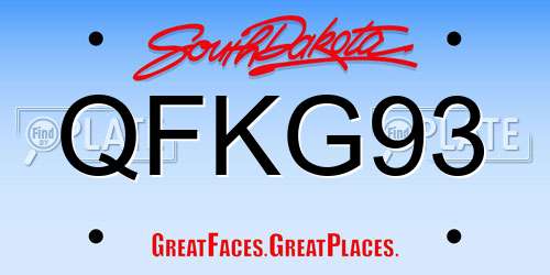 QFKG93 South Dakota License Plate