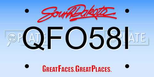 QFO58I South Dakota License Plate