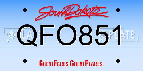 QFO851 South Dakota License Plate