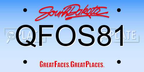 QFOS81 South Dakota License Plate