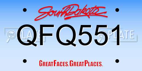 QFQ551 South Dakota License Plate