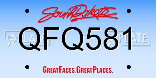 QFQ581 South Dakota License Plate