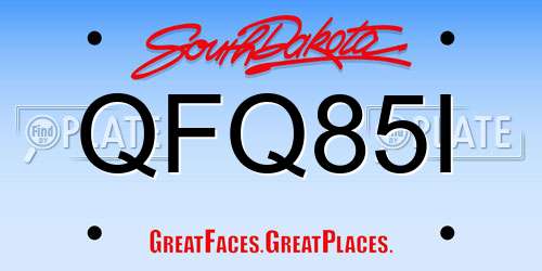 QFQ85I South Dakota License Plate