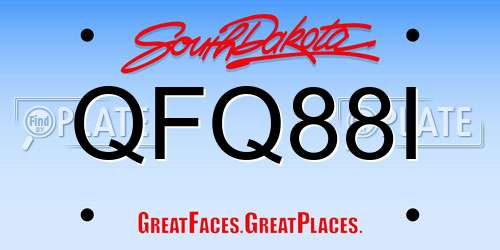 QFQ88I South Dakota License Plate