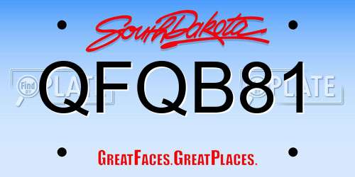 QFQB81 South Dakota License Plate