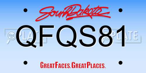 QFQS81 South Dakota License Plate