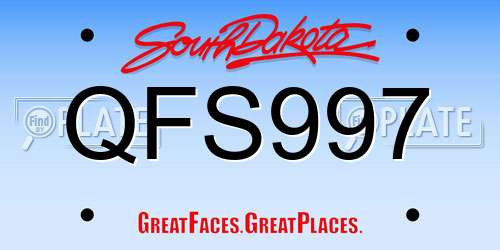 QFS997 South Dakota License Plate