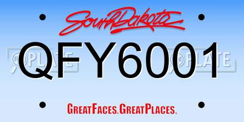 QFY6001 South Dakota License Plate