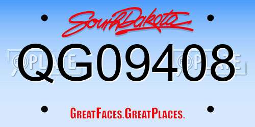 QG09408 South Dakota License Plate