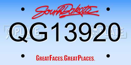 QG13920 South Dakota License Plate