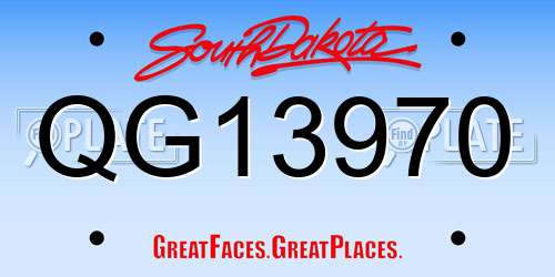 QG13970 South Dakota License Plate