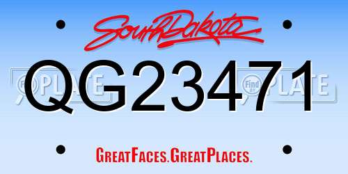 QG23471 South Dakota License Plate