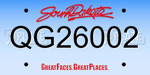 QG26002 South Dakota License Plate