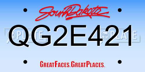 QG2E421 South Dakota License Plate
